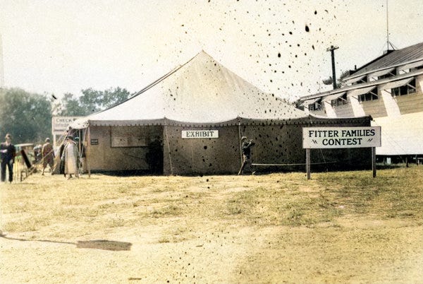 Fitter families contest in tent at U.S. expo 1920s