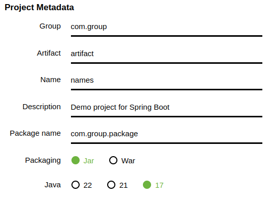 Let’s look spring initializr metadata, what will be generated