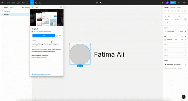 GIF showing how the Unsplash Figma plugin works.