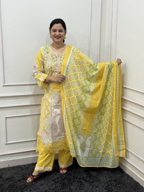 Modern Cotton 3PC SKD Suits for Everyday Elegance