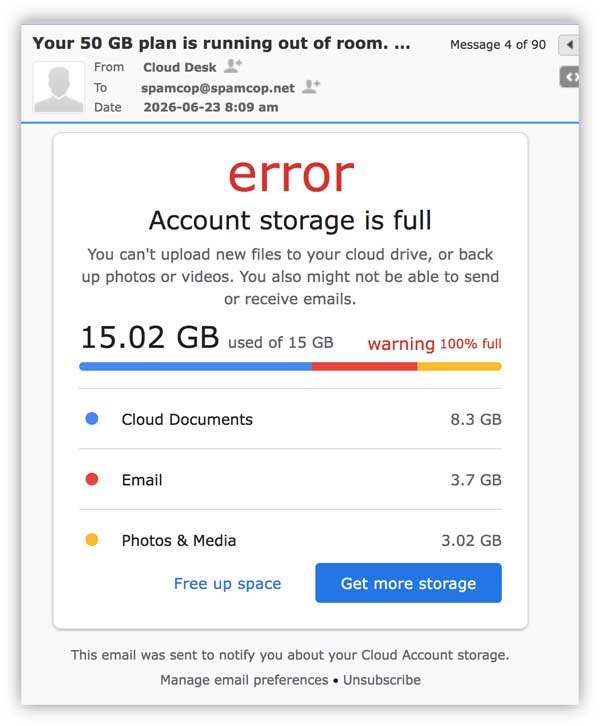 No, your cloud storage is not full! Yes, they’re coming after you!