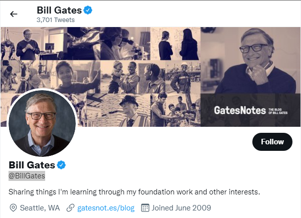 Bill Gates Twitter Handle