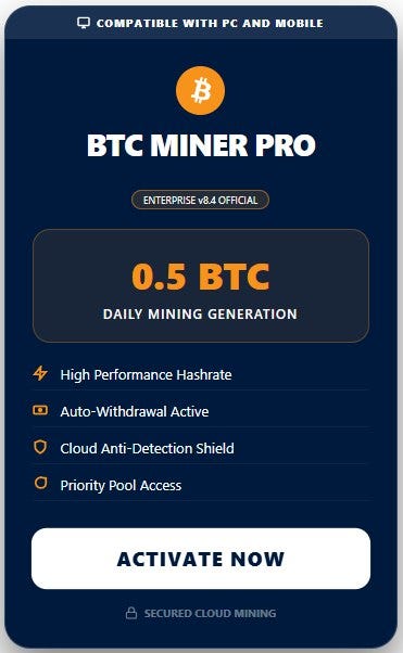 BTC Miner Pro – CPU-Based Bitcoin Mining Software