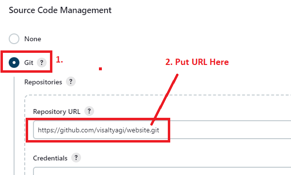 Choose SCM as Git