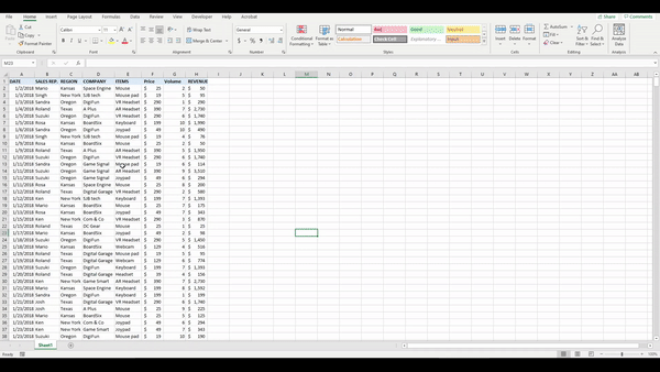 Creating a pivot table from date and revenue data in a new worksheet in Microsoft Excel 365 for an interactive dashboard