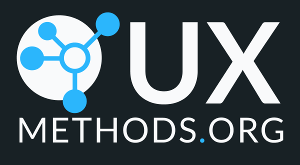 A wordmark logo for the UX Methods project, with a simple node icon and the text “UX Methods.org”