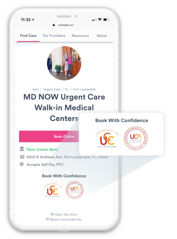 UCA Certified and Accredited urgent care centers are now featured on Solv