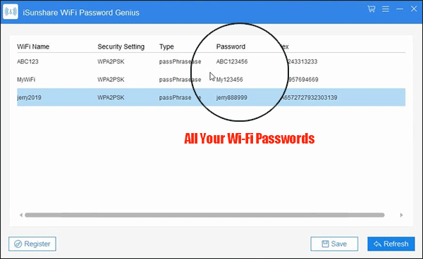 find all saved password using iSunshare WiFi Password Genius