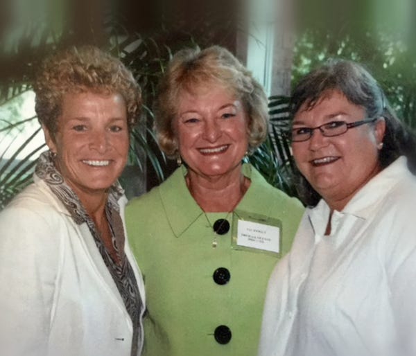 Pat with her former players and good friends, Beth Bass (left) and Phyllis Griggs (right)