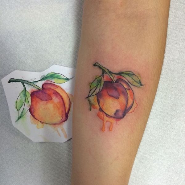 Watercolor Peach Tattoos