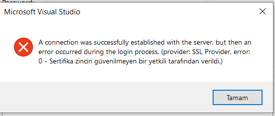 Visual Studio da Sql Bağlantısı Hata Çözümü