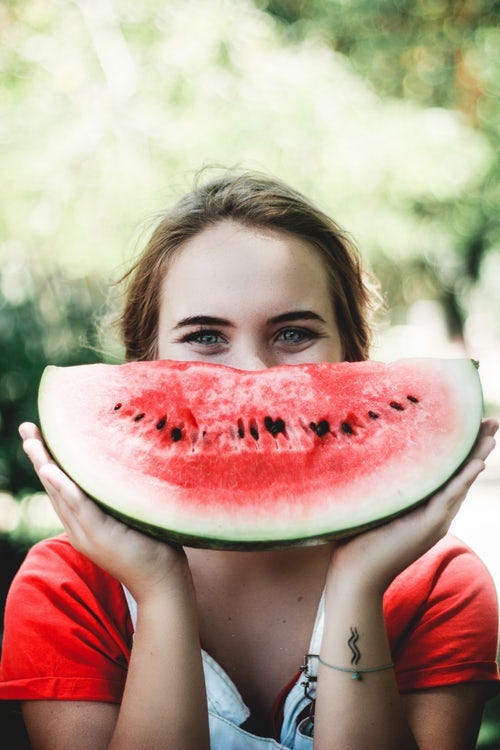 Woman with watermellon