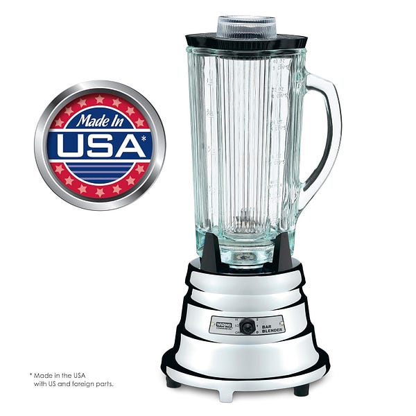 Waring Commercial BB900G 1/2 HP Chrome Bar Blender with 40-Ounce Glass Container Silver — BEST GLASS food processor — WALFOSBRAND.COM