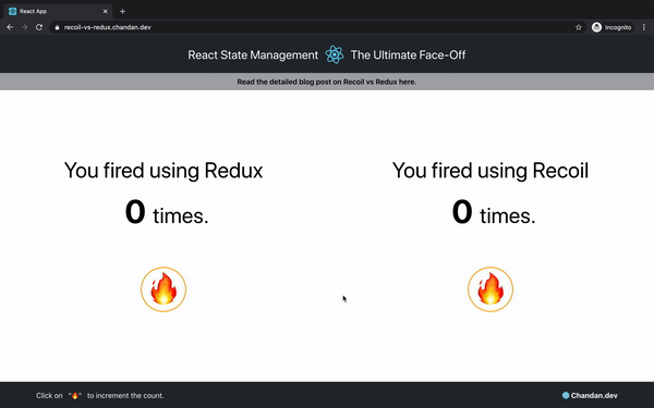 react recoil vs redux — final working of the demo app