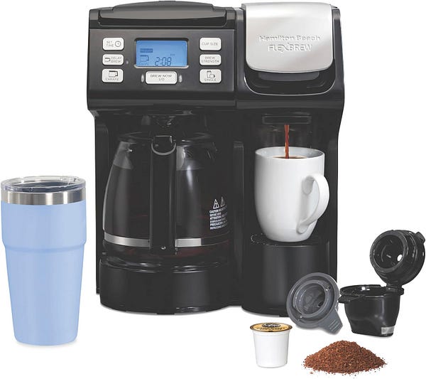 Hamilton Beach FlexBrew Trio 2-Way Coffee Maker, Compatible with K-Cup Pods or Grounds, Combo, Single Serve & Full 12c Pot, Black — Fast Brewing (49902) — Best Coffee Makers for Airbnb Reviews — WALFOSBRAND.COM