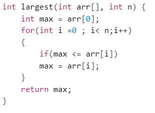 Largest element in an array