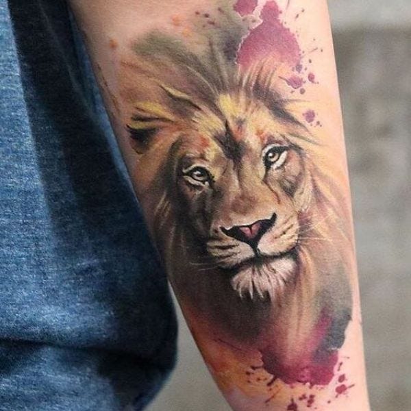 Watercolor Lion Tattoo