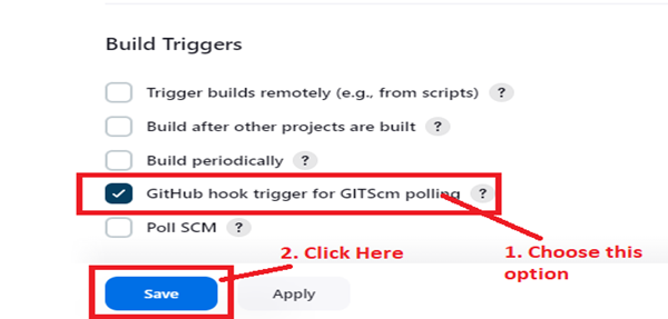 Choose Git Hub Web Hook Option