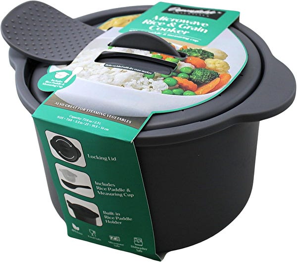 Dependable Industries Inc. Essentials Multi Use Microwave Rice and Grain Cooker Vegetable Steamer with Mixing Serving Paddle and Measuring Cup BPA Free 2.7L — Best Microwave Pressure Cookers Reviews — WALFOSBRAND.COM