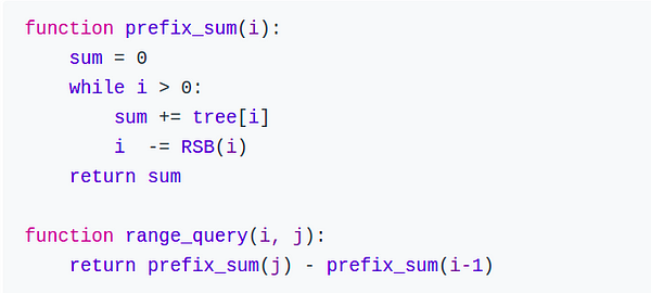 Fenwick tree range sum query pseudocode