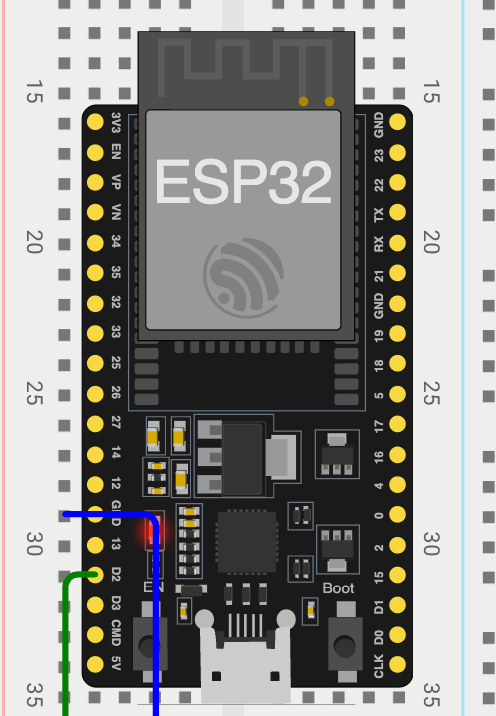 ESP32: LED control with button