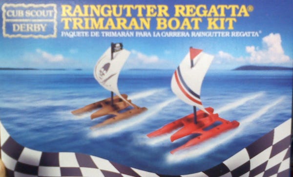 Make an award winning Raingutter Regatta Trimaran Boat Kit.