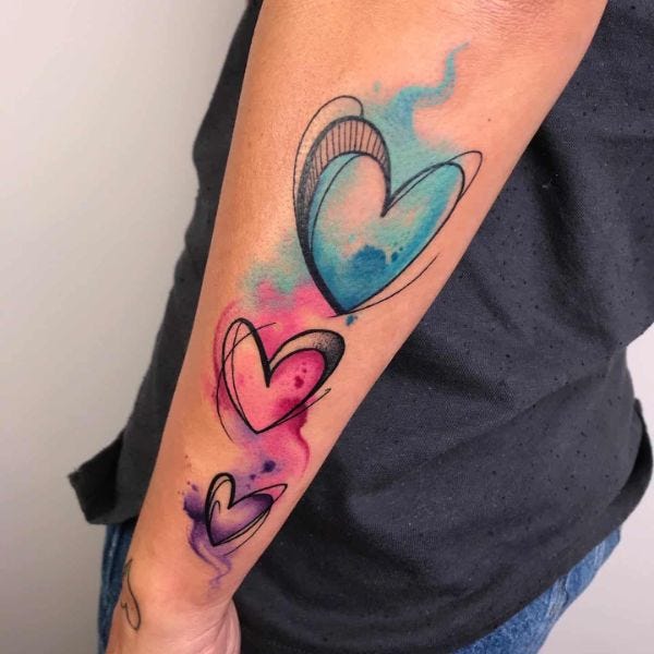 Watercolor Heart Tattoos