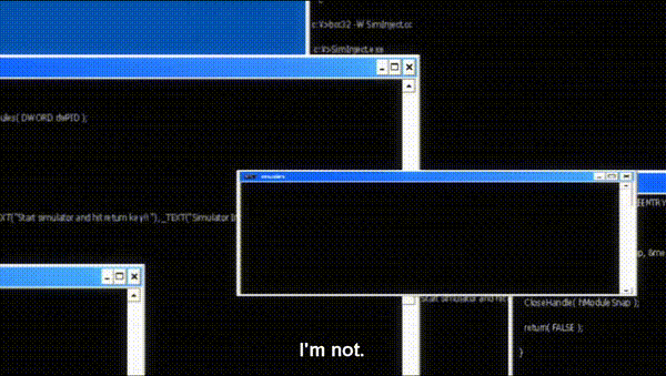 A computer running many DOS terminals and rewriting itself