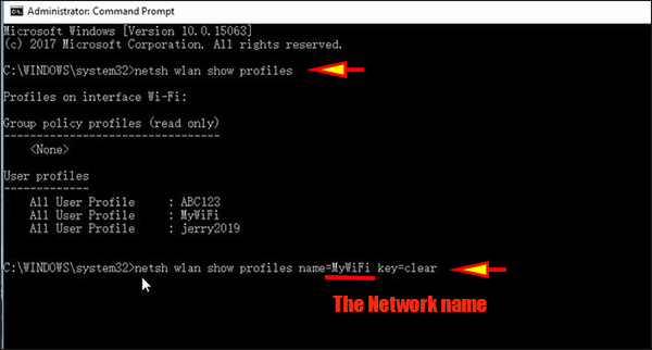 use Command Prompt to get WiFi password