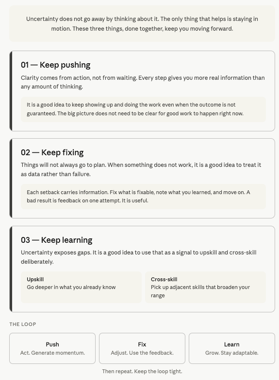 Keep pushing, Keep fixing, Keep learning to handling uncertainity