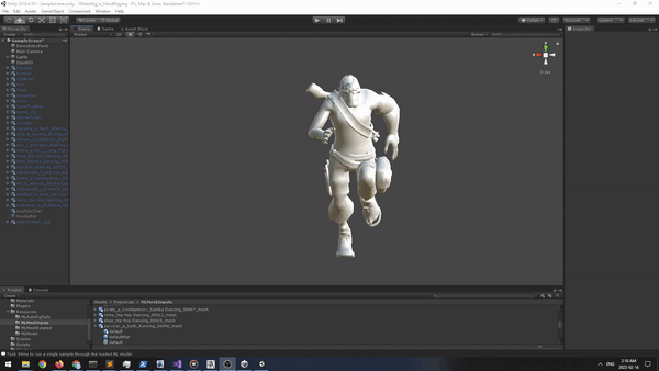 Video of Humanoid Automatic Rigging with Hands. In the videos the left is the input mesh and the right is the same mesh with a semi-transparent material applied and the estimated skeleton visualized.