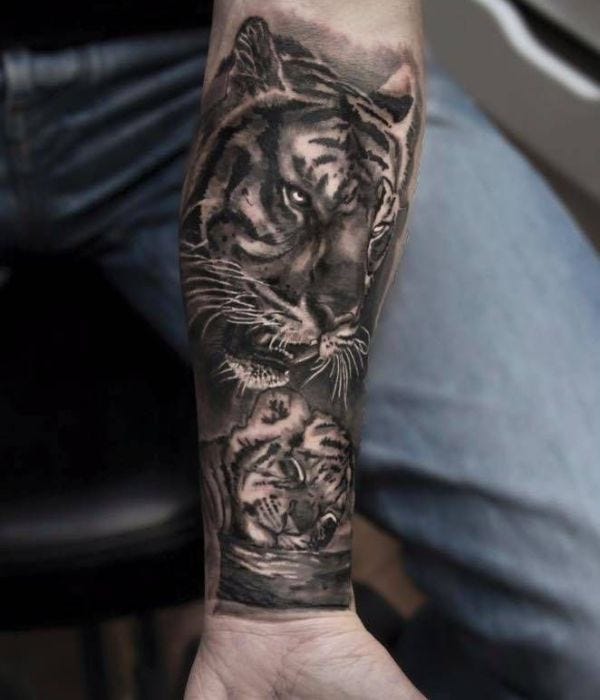 Black and Grey Tiger Tattoo