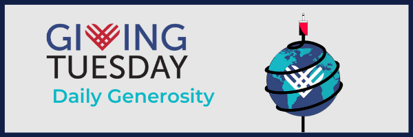 GivingTuesday Daily Generosity banner with globe connected to amplifier cord