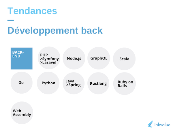Tendances d’utilisation en développement back — Linkvalue