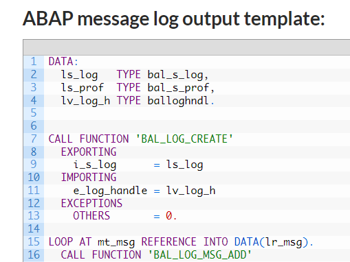 ABAP Message log SAP
