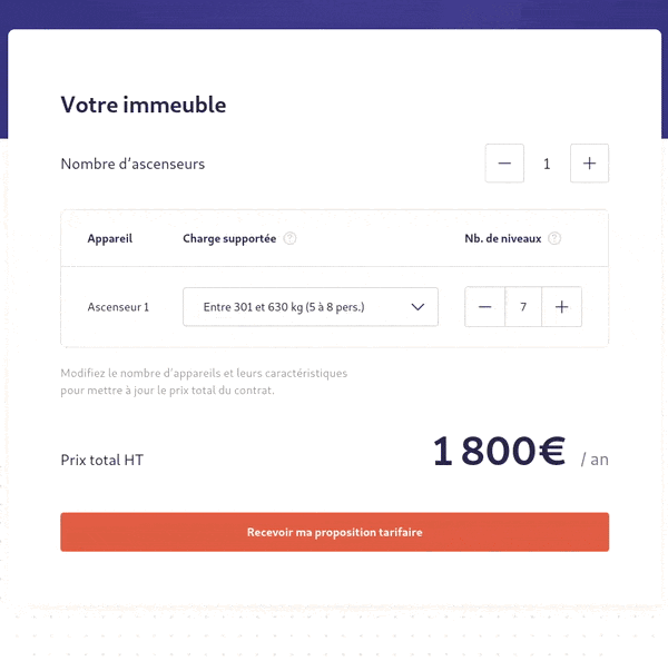 Animation showing completed multi-step pricing form.