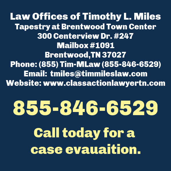 Attorney advertisement to call for free case evaluation, blue background, white and yellow foreground