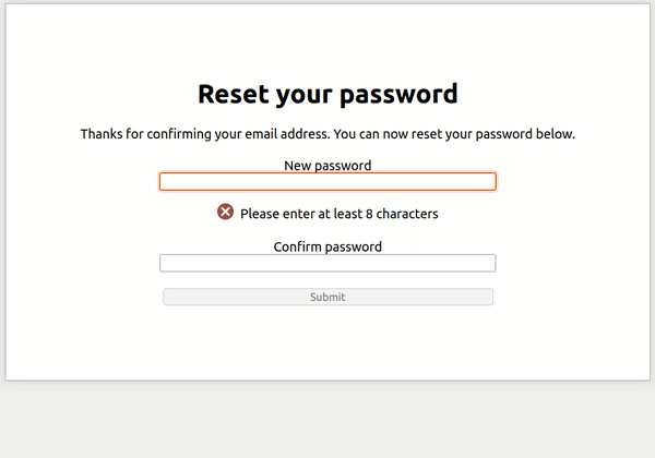 Animation of password entry in the replacement mini-app, showing how it blocks insecure passwords and offers advice.