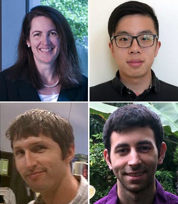 Clockwise from upper left :Kathleen Stebe, Tianyi Yao, Nicholas Chisholm and Edward Steager