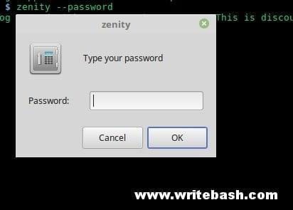 Zenity create a password entry dialog