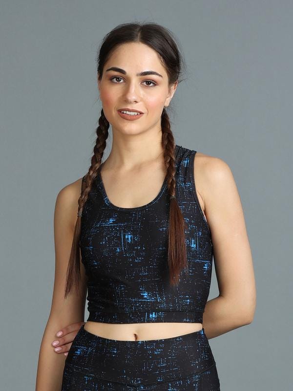 Stylish Printed Padded Sports Cropped Top — Sophie