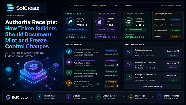 Authority Receipts: How Token Builders Should Document Mint and Freeze Control Changes
