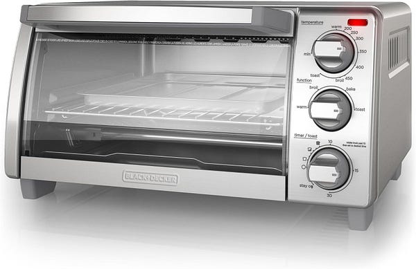 BLACK+DECKER™ Natural Convection 4-Slice Toaster Oven, Stainless Steel, Bake, Broil, Toast, Keep Warm Cooking Functions — best RV toaster oven reviews — WALFOSBRAND.COM