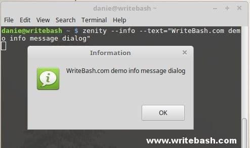 Zenity display text in message dialog