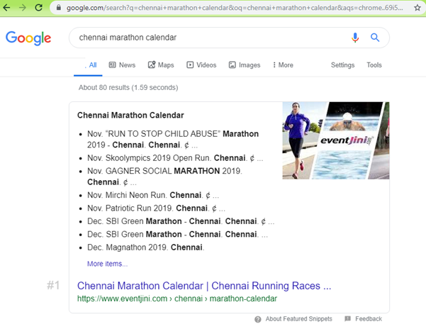 Chennai Marathon Calendar
