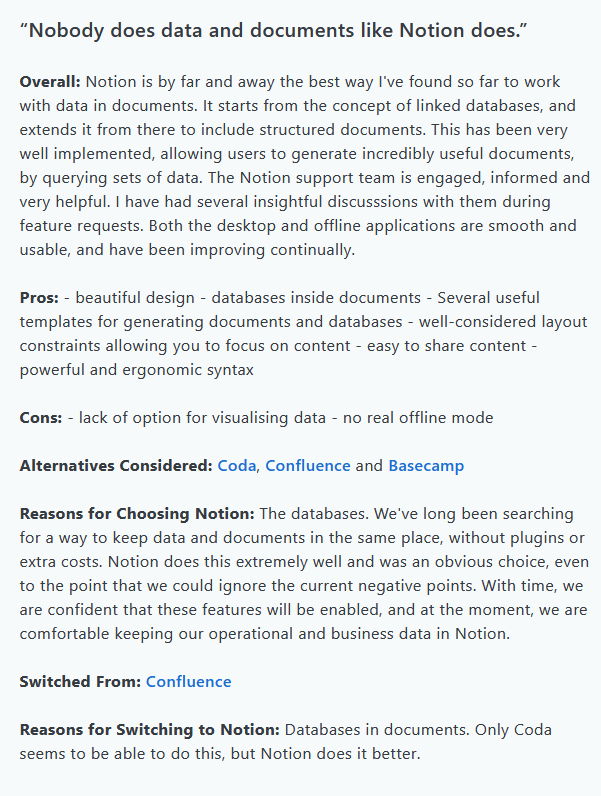 Detailed review of Notion.so from the website Capterra.