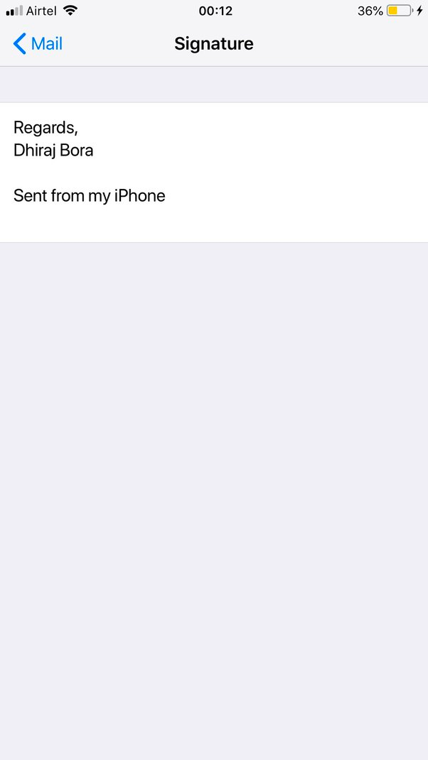 An iPhone mail screenshot showing the sender’s signature with ‘Sent from iPhone’ written below.