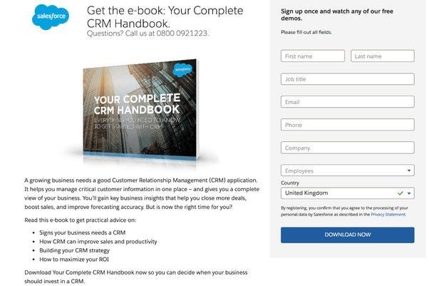 screenshot of salesforce download page your complete crm handbook