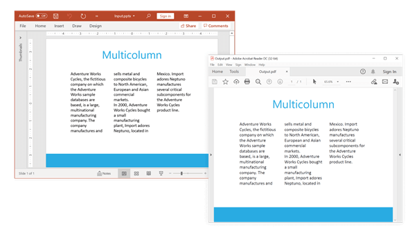 Preserving Multicolumn Content in PowerPoint-to-PDF Conversion