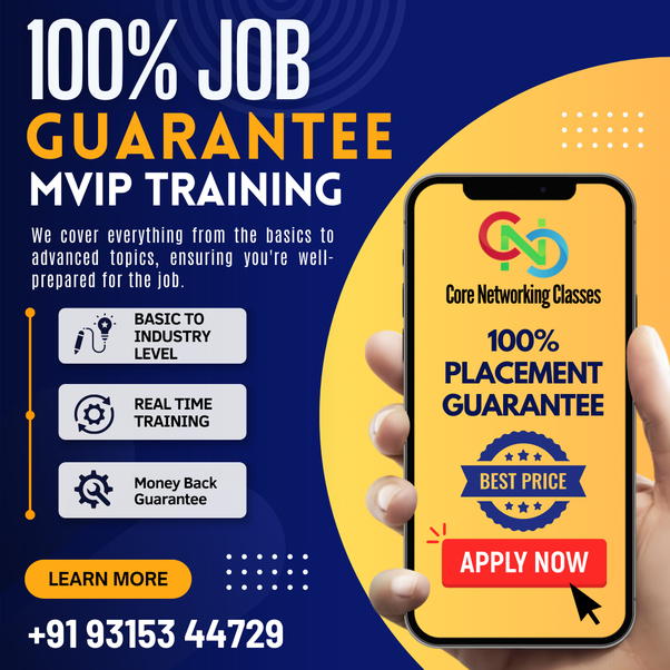 🚨 100% Job Guarantee Training (MVIP) Multivendor Internetwork Program! 🗓️ MVIP is your ticket to a successful career. A passionate candidate who is really willing to learn networking and wants to earn a handsome amount join our MVIP Course NOW ! What we cover: 📍Basic to industry level Enterprise Networking 📍Basic to industry level CISCO SDWAN 📍Basic to industry level PaloAlto Firewall 📍Basic to industry level BIG F5 LTM 📍Real Time training on devises and rack Why Choose 100% Job Guarantee